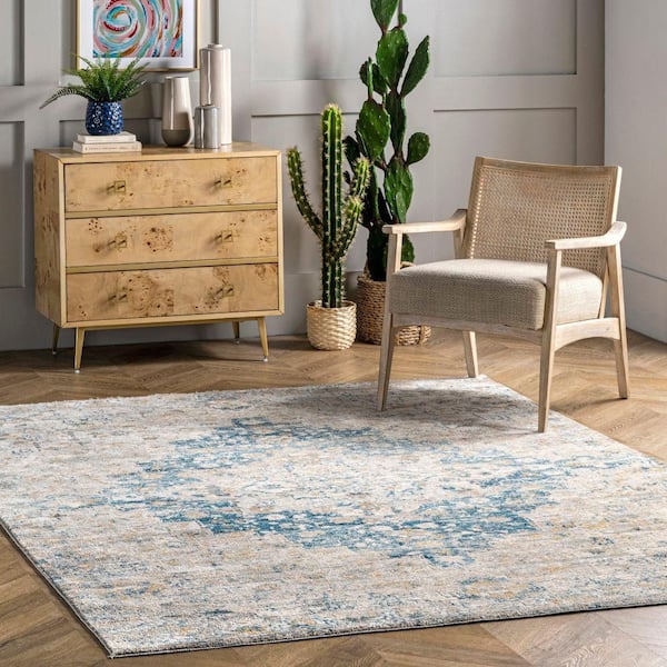 Dallas Vintage Medallion Blue 2 ft. x 3 ft. Indoor Area Rug