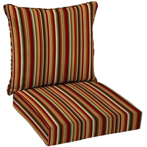 Hampton Bay Rustic Stripe Welted Pillow Back Outdoor Deep Seating Cushion Set