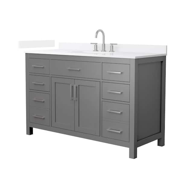 Beckett 54 in. Single Freestanding Dark Gray Bath Vanity with White Quartz Top (Assembled)