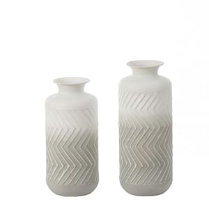 Gray and White Metal Bottle Vases (Set of 2)