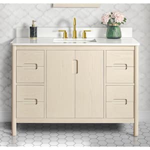Montrose 49 in W x 22 in D x 35 in H Single Sink Bath Vanity in Natural Elm With White Quartz Top