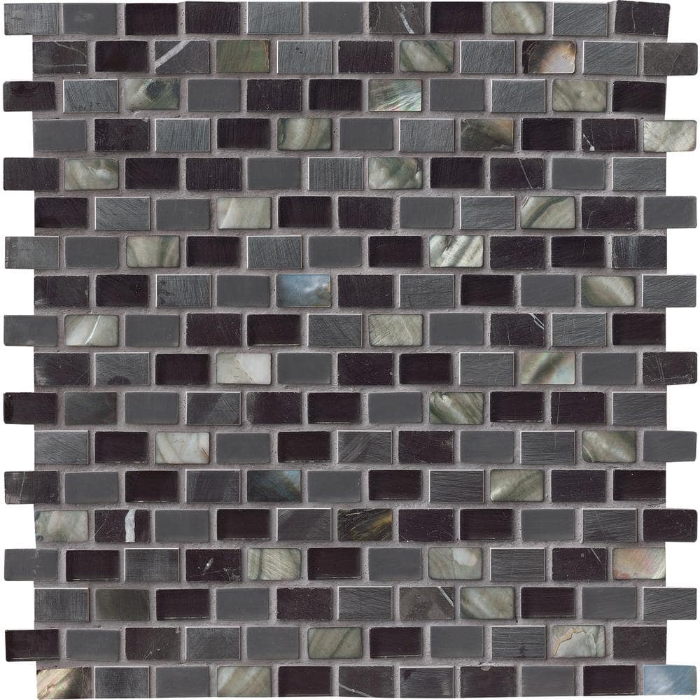 MSI Midnight Pearl 12.2 in. x 11.61 in. Mixed Glass Wall