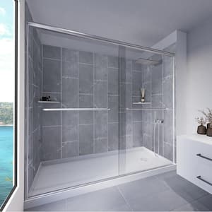Platinum Grey-Rainier 60 in. L x 30 in. W x 83 in. H Base/Wall/Door Rectangular Alcove Shower Stall/Kit Chrome Right
