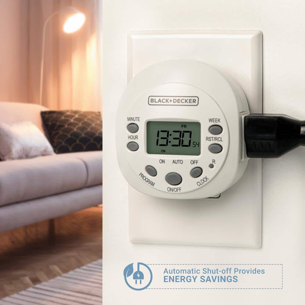 White Polycarbonate Indoor Programmable Digital Timer Outlet