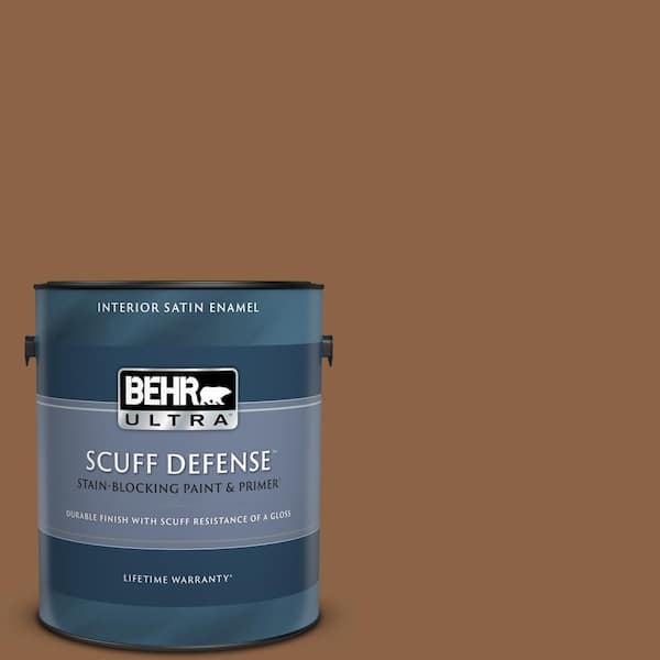 BEHR ULTRA 1 gal. #S240-7 Leather Work Extra Durable Satin Enamel Interior Paint & Primer
