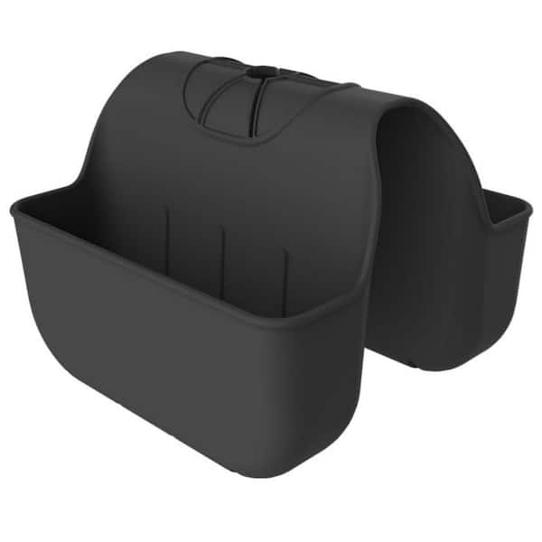 Black Silicone Sponge Holder with Multiuse Drainage Design for Kitchen Sink Organization