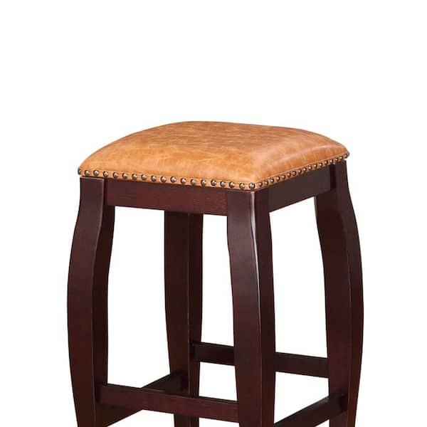 Brown Square Shape Wooden Bar Stool, How To Trim Bar Stool Legs