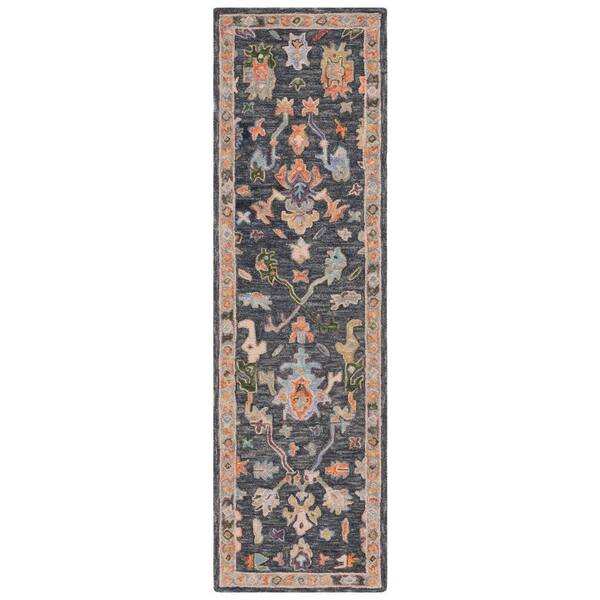 Blossom 2 ft. x 7 ft. Dark Gray/Sage Persian Runner Rug