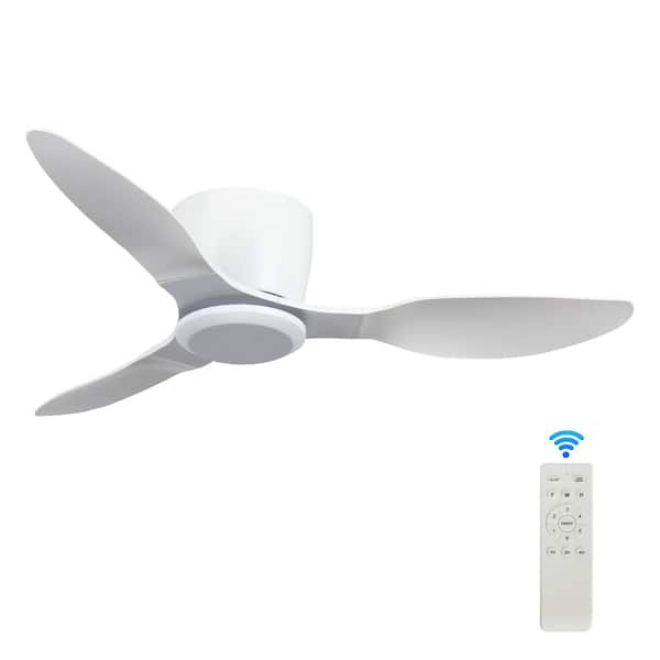 40 in. Smart Indoor Low Profile White Ceiling Fan for Bedroom or Living Room Dining Room Kitchen etc