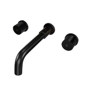 Double-Handle Wall-Mount Roman Tub Faucet in Matte Black