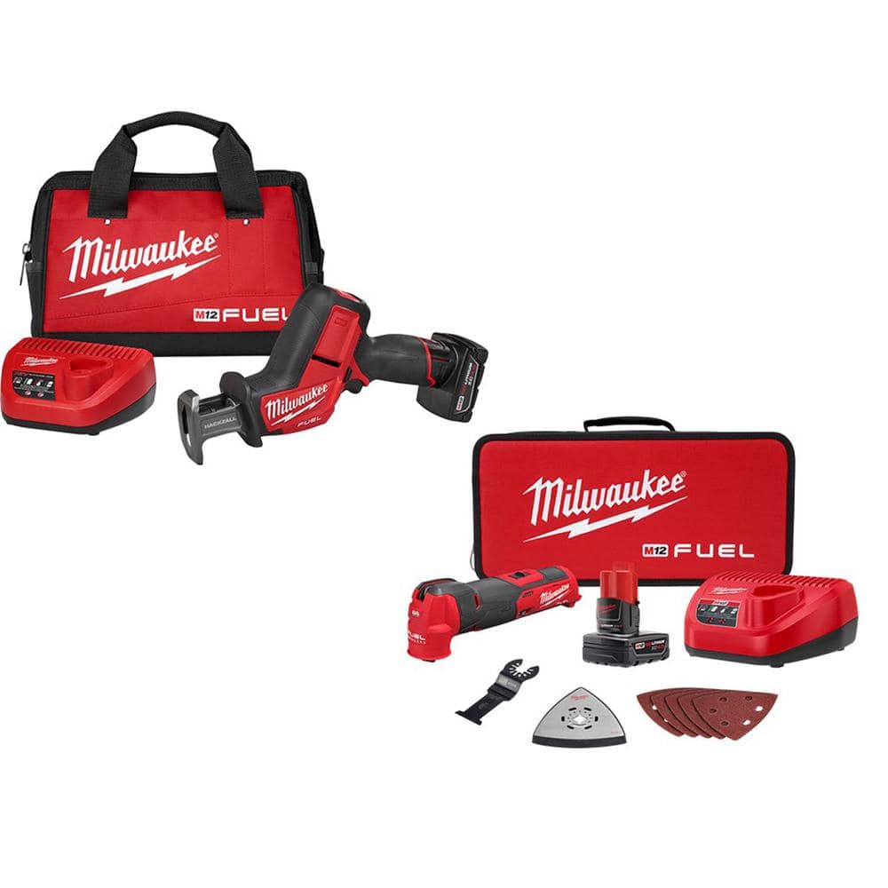 Milwaukee M12 FUEL 12V Lithium-Ion Brushless Cordless HACKZALL  Reciprocating Saw Kit W/M12 Oscillating Multi-Tool Kit 2520-21XC-2526-21XC  The Home Depot