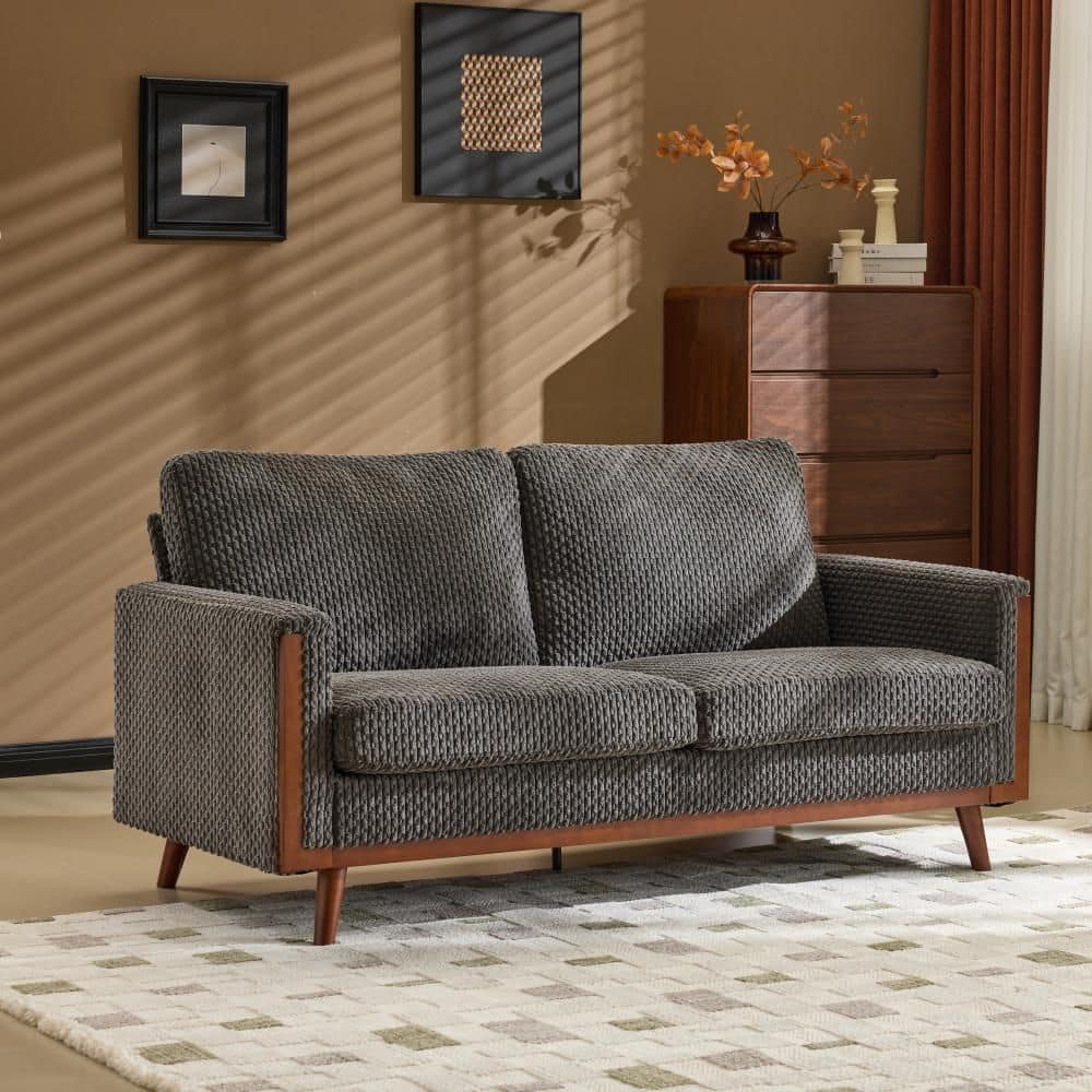 68.3 inch Velvet 2-Seater with Solid Wood Frame Loveseat in Dark Gray price history on PriceWatchPro