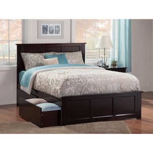 Madison Queen Platform Bed with Matching Foot Board with 2-Urban Bed Drawers in Espresso