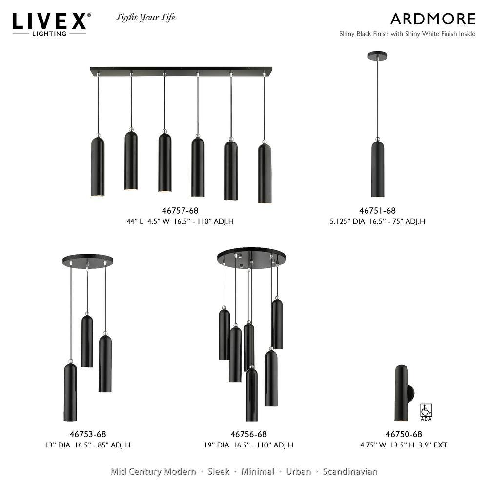 Ardmore Contemporary Black Brass LED Drum Pendant Light