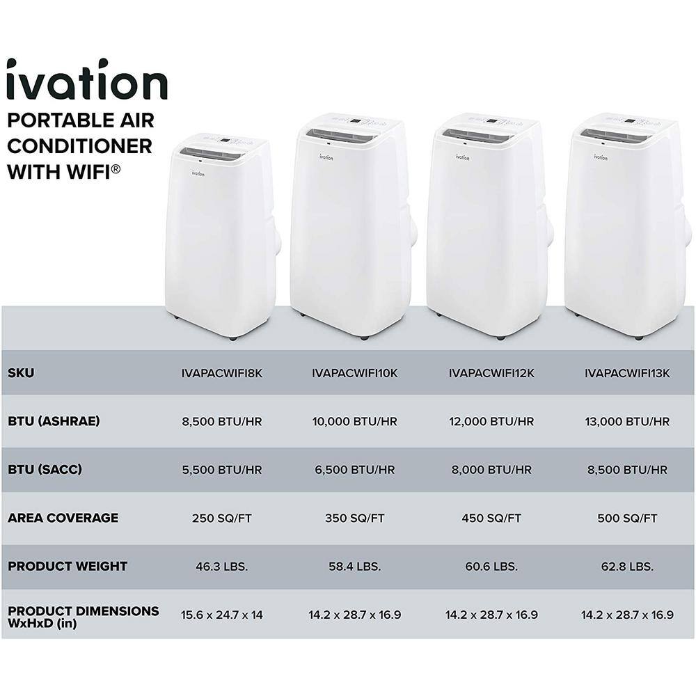 Ivation 13,000 BTU White Portable Air Conditioner with Wi-Fi