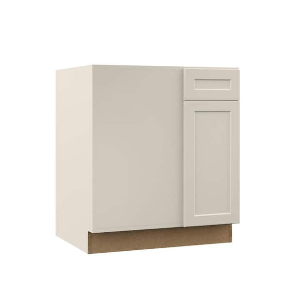 Hampton Bay Designer Series Melvern 30 in. W x 24 in. D x 34.5 in. H Assembled Shaker Blind Corner Base Kitchen Cabinet in Cloud