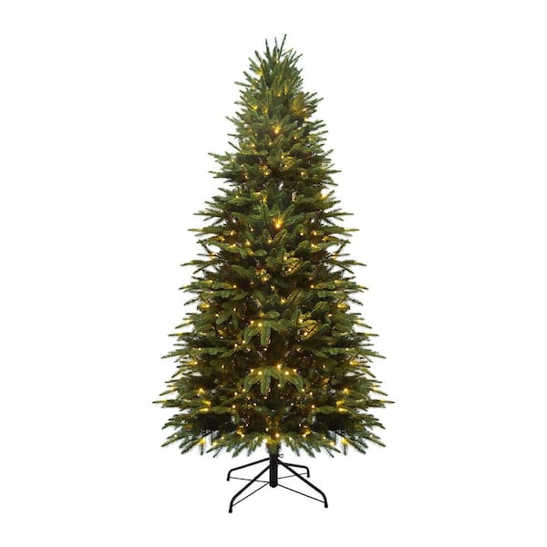 7. 5 ft. Artificial Christmas Tree, 2003Tips Full and Lush Hinged Tree with Mixed PE+PVC Needles and Sturdy Metal Stand