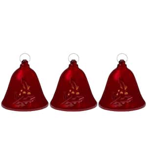 6.5 in. Musical Lighted Red Bells Christmas Decorations Set of 3