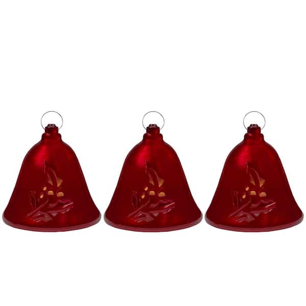 Northlight 6.5 in. Musical Lighted Red Bells Christmas Decorations Set of 3