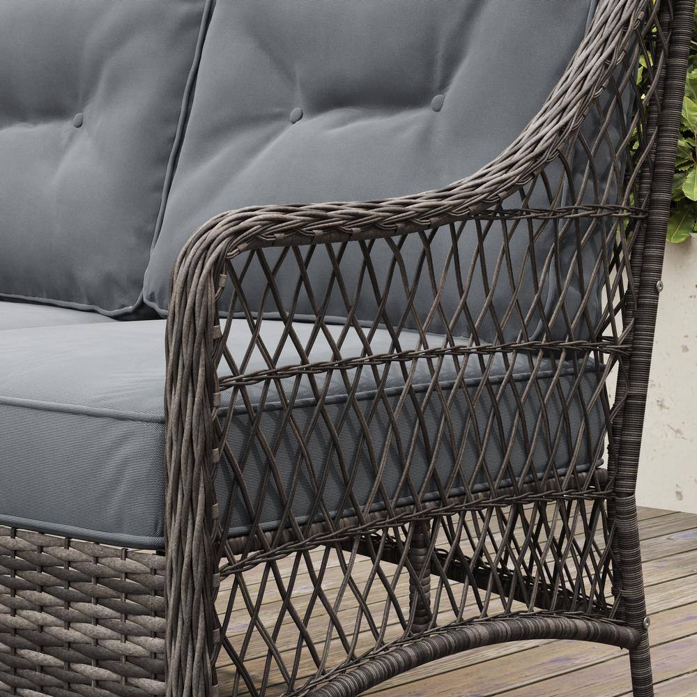 Vasconia 4-Piece Gray Wicker Outdoor Sofa Set with Cushions
