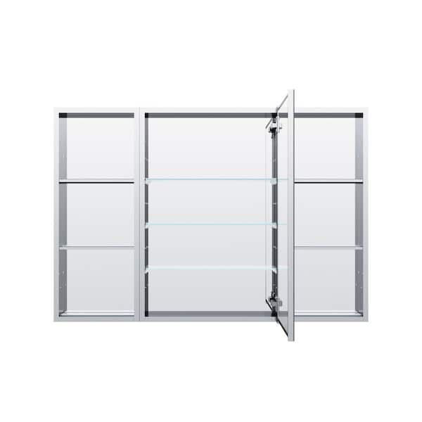 44 in. W x 30 in. H Rectangular Medicine Cabinet with Mirror in Silver with Adjustable Shelves, Soft-Close, Side Cabinet