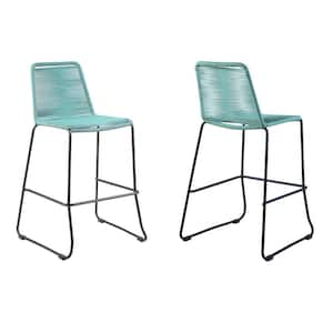 Shasta 26 in. Outdoor Metal and Wasabi Rope Stackable Counter Stool (Set of 2)