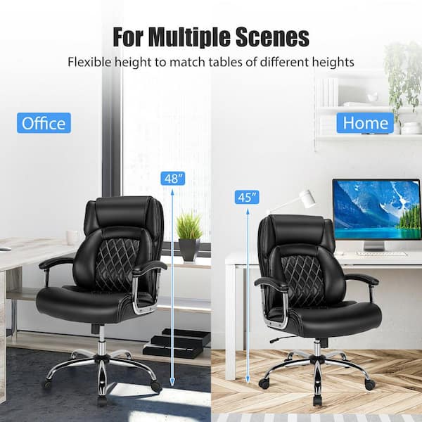 500 Lbs Height Adjustable Office Chair With Metal Base And Extra