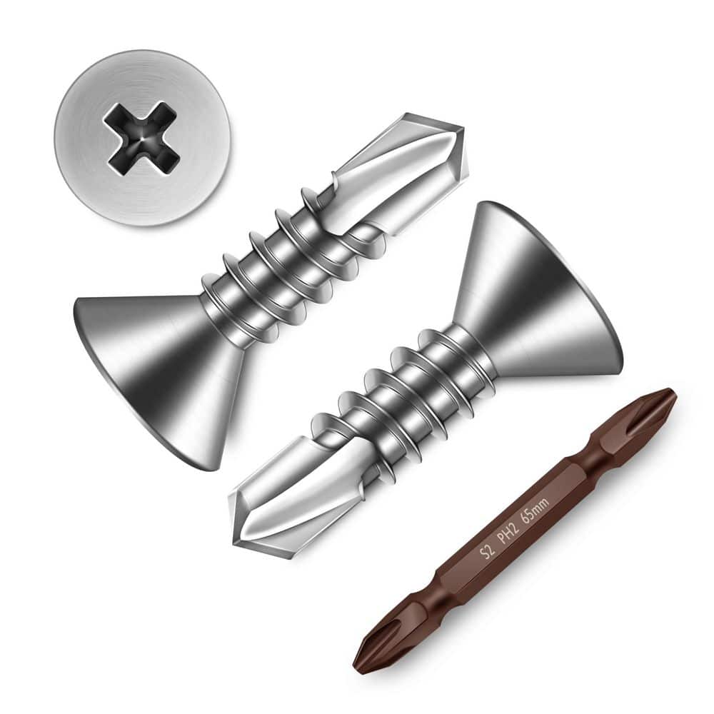 "#10 x 5/8 in. Silver 410 Stainless Steel Phillips Flat Head Self Drilling Sheet Metal Screws (400-Pack)" price history on PriceWatchPro