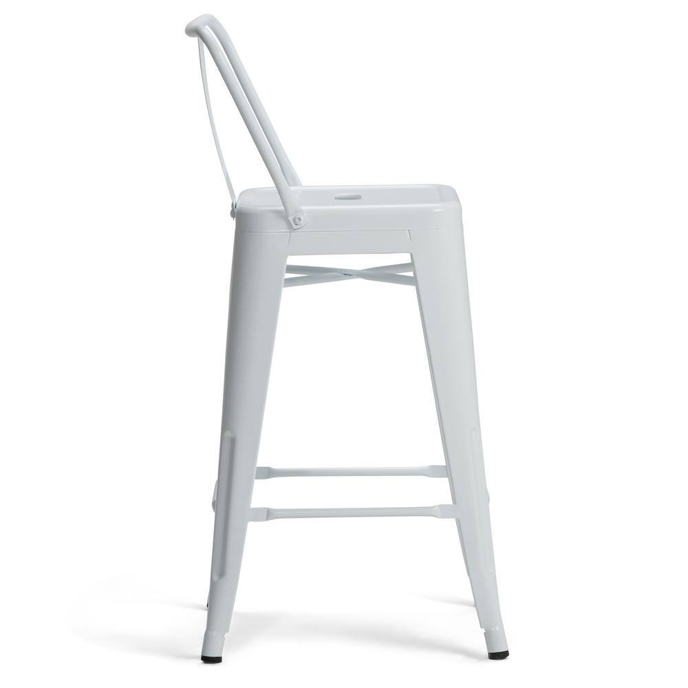 Rayne 24" White Industrial Metal Counter Stool Set