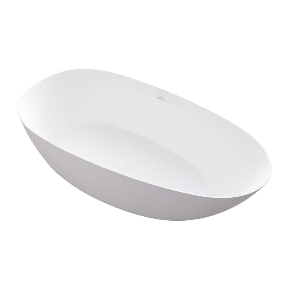 67'' White Stone Resin Freestanding Soaking Bathtub