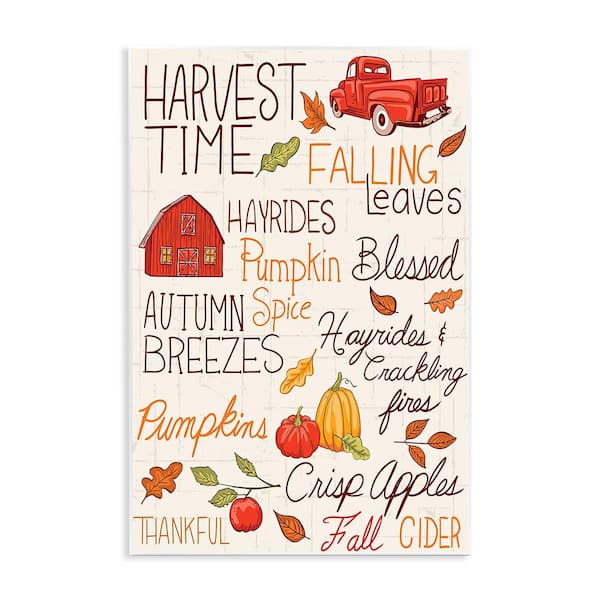 Stupell Industries Harvest Time Phrases by Diane Labombarbe 1-Piece Unframed Graphic Print Travel Poster Art Print 19 in. x 13 in.