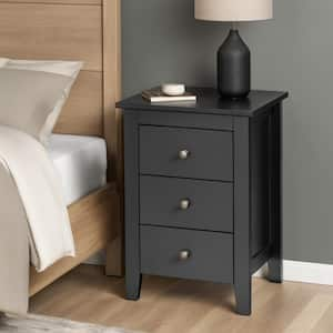 3-Drawer Black Tall Nightstand (2-piece)