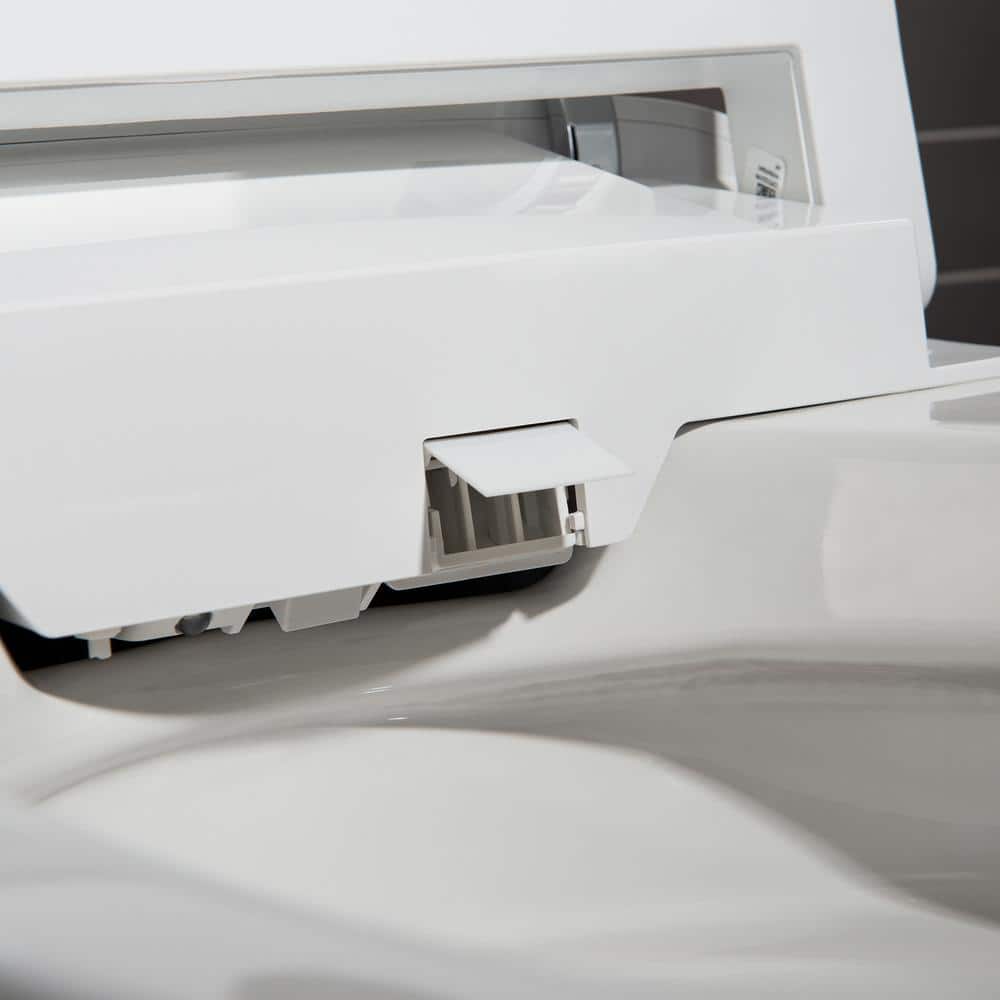 White Elongated One-Piece Smart Bidet Toilet with Dual Flush
