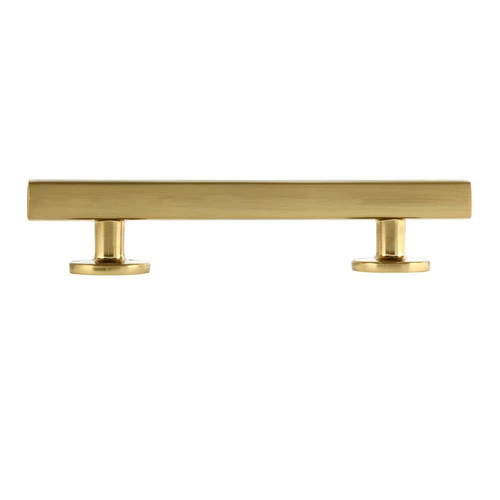 Flynn Satin Brass Rectangular Bar Drawer Pull with Mounting Hardware