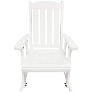 Solid Wood Outdoor Rocking Chair for Indoor or Patio and Porch, White