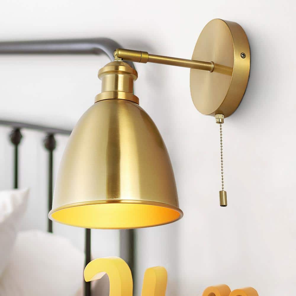 Hudson Industrial 10'' Brass Gold Dimmable LED Wall Sconce