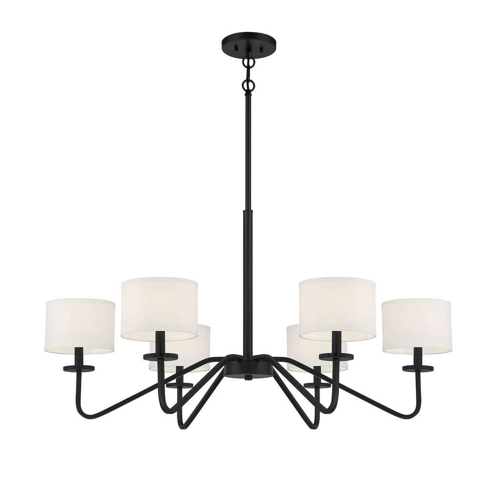 Matte Black 6-Light Candelabra Chandelier with Easy Installation