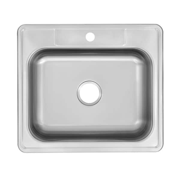 Glacier Bay Drop-In Stainless Steel 25 in. 1-Hole Single Bowl Kitchen Sink