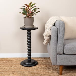 Stacked 12 in. Black Round Edge Top Wood End Table