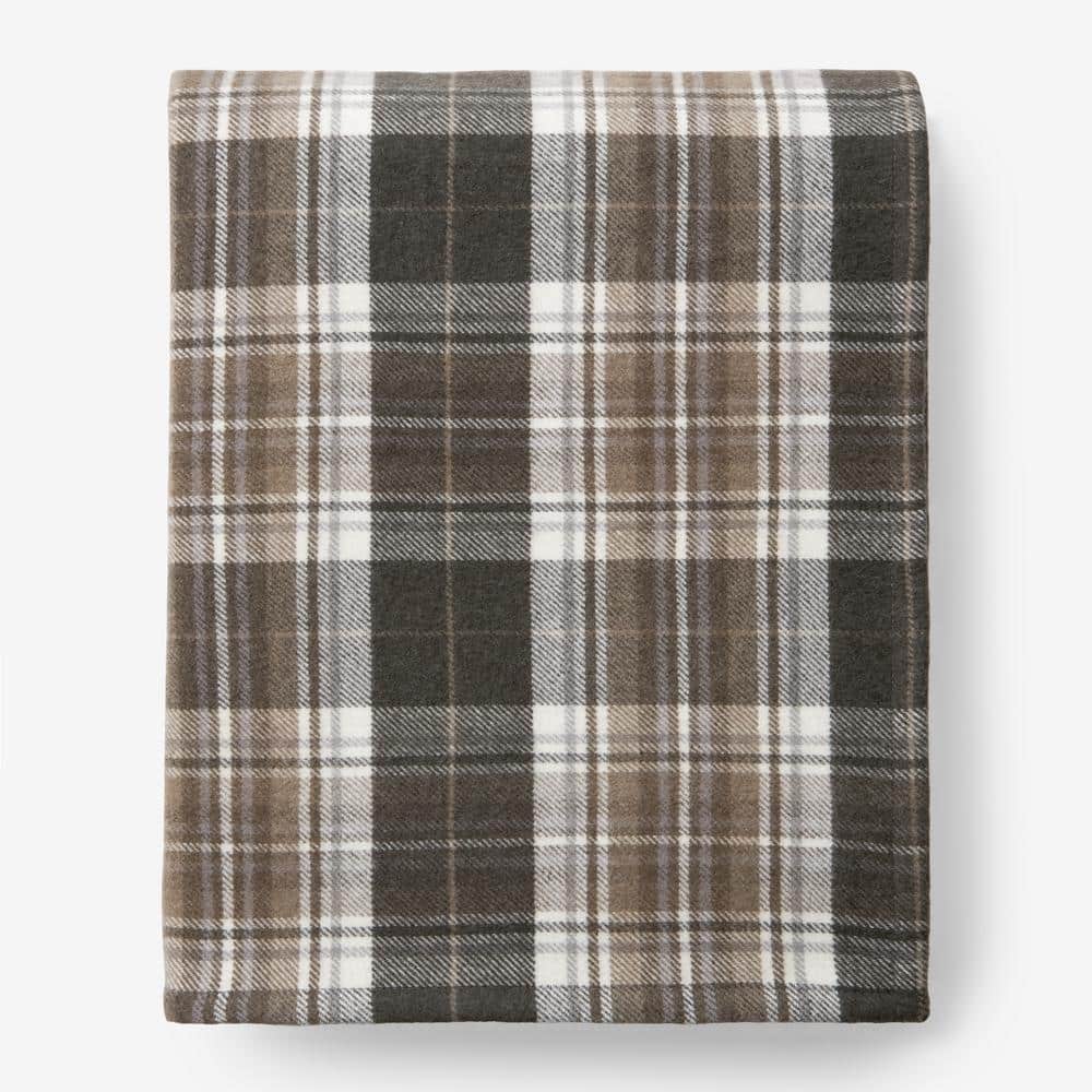 The Company Store Lambswool Plaid Brown Multi Cotton Full/Queen Blanket