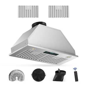 30 in. 900 CFM Convertible Ductless to Ducted Insert Range Hood in Stainless Steel with Charcoal Filter 2 3-Watt LED