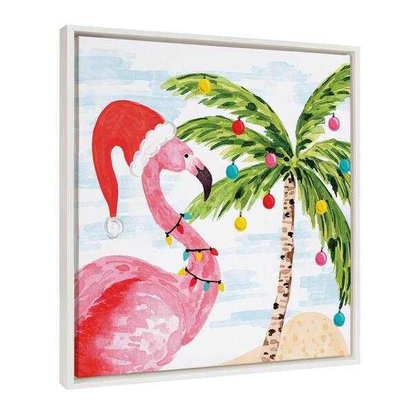 Victoria Rainbow Flamingo 2 Watercolor Canvas by Unknown Wooden Wall Art