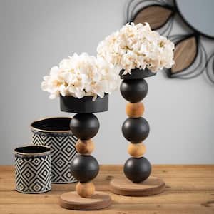 14" and 11.25" Stacked Sphere Pillar Candle Holders (Set of 2)