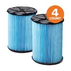 Fine Dust Pleated Paper Wet/Dry Vac Replacement Cartridge Filter for Most 5 Gal and Larger RIDGID Shop Vacuums (4-Pack)