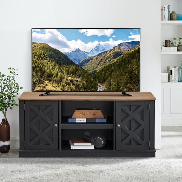 FESTIVO 54 in. Charcoal TV Stand for TVs Upto 65 in.