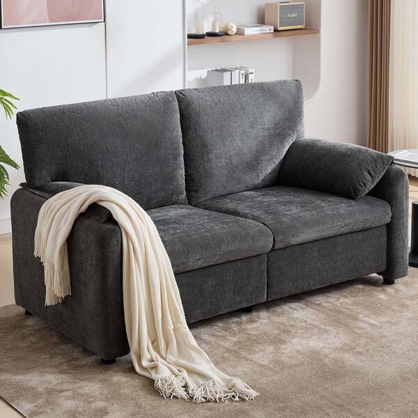 Grey Chenille 2-Seater Loveseat Comfy Soft Love Seat