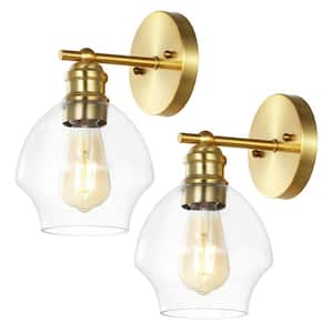 Solynn 40-Watt 1-Light Gold Pendant-Light with Clear Glass Shade