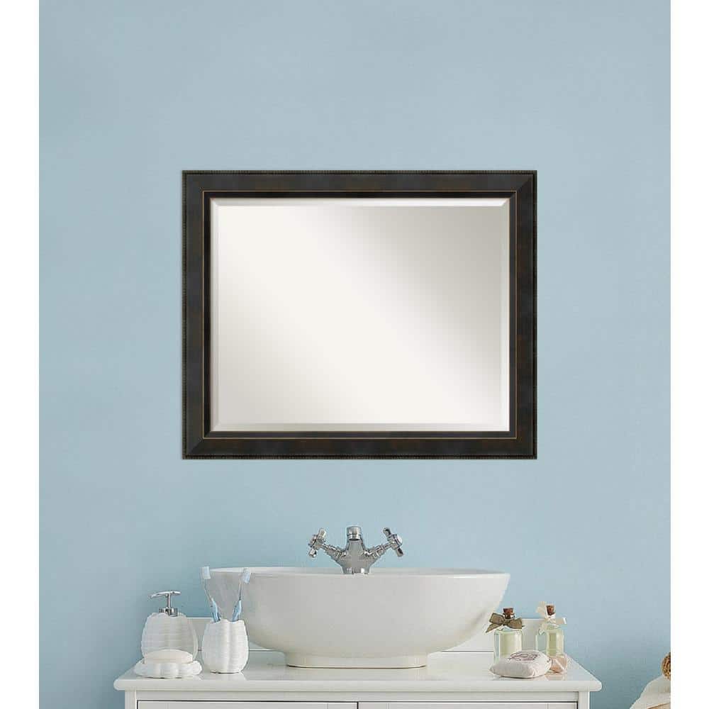 Signore Bronze 32.25 in. x 26.25 in. Beveled Rectangle Wood Framed Bathroom