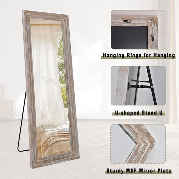 XRAMFY 71 in. H x 30 in. W Rectangular Classic White Wood