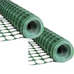 4 ft. H x 100 ft. W Green Plastic Safety Garden Netting Above Ground Barrier Snow Fence Temporary Fencing (Pack of 2)